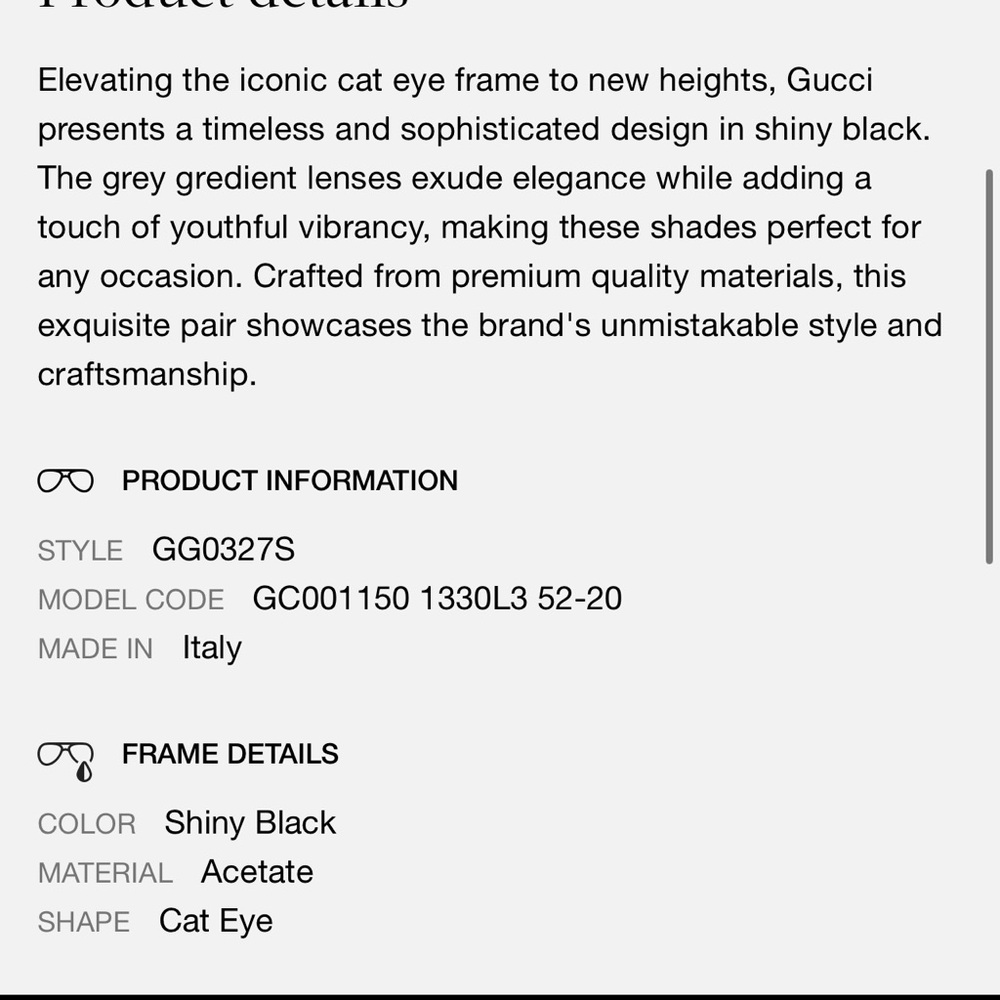 Gucci Black Cat Eye Sunglasses - Picture 5 of 16